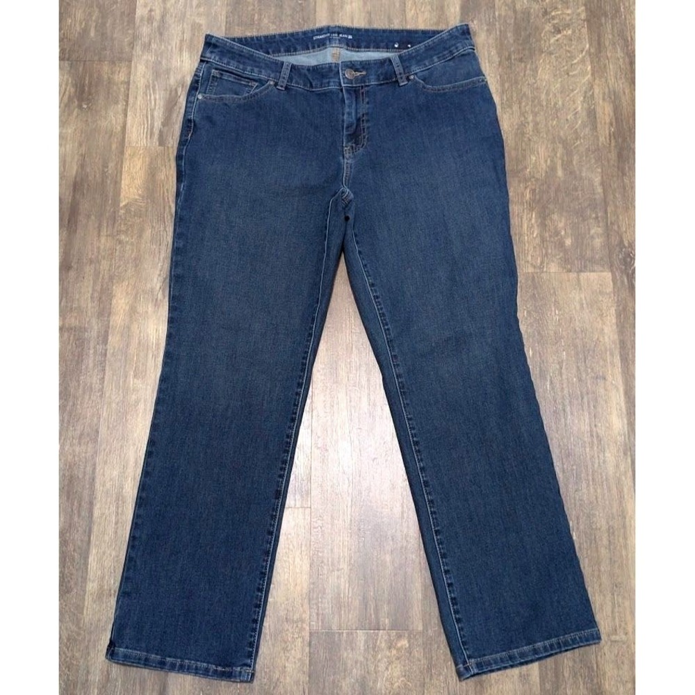 Chicos Straight Leg Jeans Womens 2S Medium Indigo Blue Stretch Denim Mid Rise